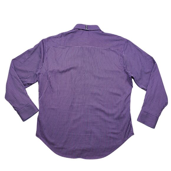 Robert Graham X Shirt Mens 2XL Purple Striped Button Up Flip Cuff Long Sleeve - Picture 9 of 12